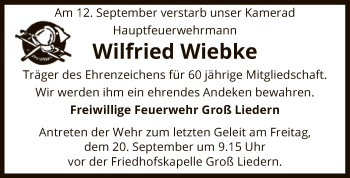 Traueranzeige von Wilfried Wiebke von Uelzen