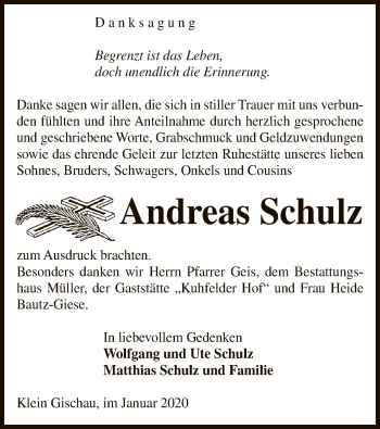 Traueranzeige von Andreas Schulz von Uelzen