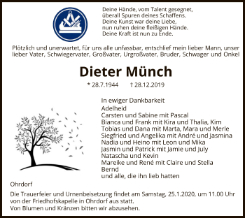 Traueranzeige von Dieter Münch von Uelzen