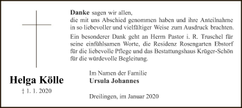 Traueranzeige von Helga Kölle von Uelzen