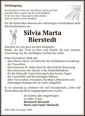 Traueranzeige von Silvia Marta Bierstedt von Uelzen