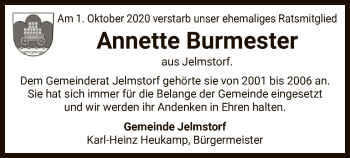 Traueranzeige von Annette Burmester von UEL