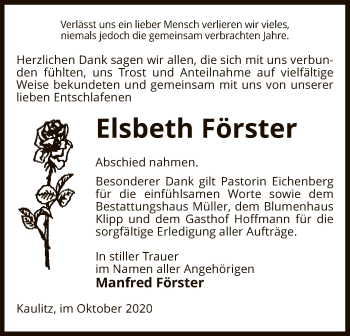 Traueranzeige von Elsbeth Förster von UEL