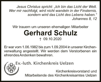 Traueranzeige von Gerhard Schulz von UEL