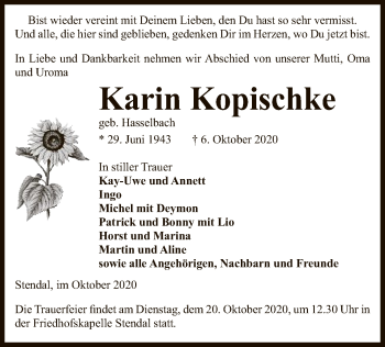 Traueranzeige von Karin Kopischke von UEL