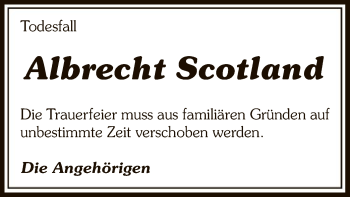 Traueranzeige von Albrecht Scotland von UEL