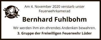 Traueranzeige von Bernhard Fuhlbohm von UEL