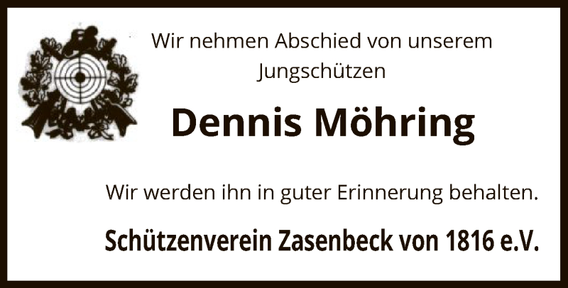  Traueranzeige für Dennis Möhring vom 19.11.2020 aus UEL