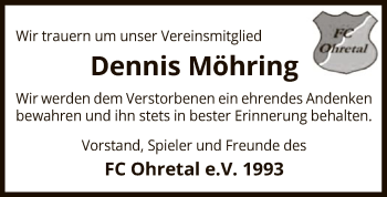 Traueranzeige von Dennis Möhring von UEL