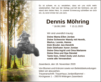 Traueranzeige von Dennis Möhring von UEL