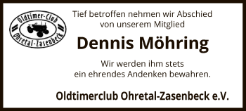 Traueranzeige von Dennis Möhring von UEL