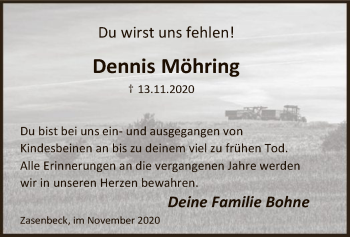 Traueranzeige von Dennis Möhring von UEL