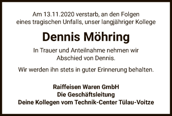 Traueranzeige von Dennis Möhring von UEL