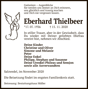 Traueranzeige von Eberhard Thielbeer von UEL