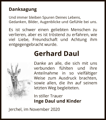 Traueranzeige von Gerhard Daul von UEL