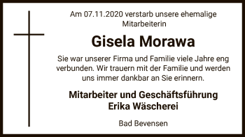 Traueranzeige von Gisela Morawa von UEL