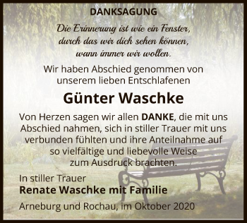 Traueranzeige von Günter Waschke von UEL