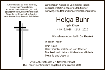 Traueranzeige von Helga Buhr von UEL