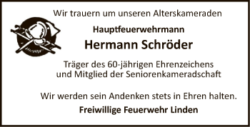 Traueranzeige von Hermann Schröder von UEL