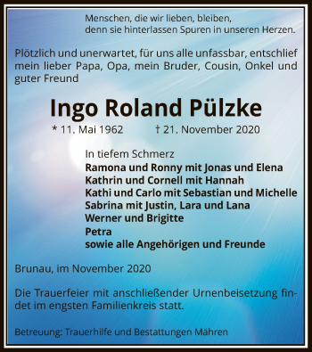 Traueranzeige von Ingo Roland Pülzke von UEL