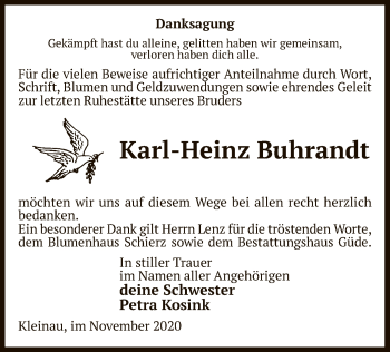 Traueranzeige von Karl-Heinz Buhrandt von UEL