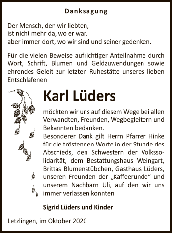 Traueranzeige von Karl Lüders von UEL