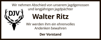 Traueranzeige von Walter Ritz von UEL