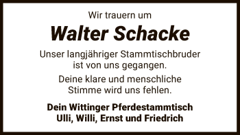 Traueranzeige von Walter Schacke von UEL