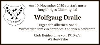 Traueranzeige von Wolfgang Dralle von UEL