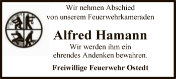 Traueranzeige von Alfred Hamann von UEL