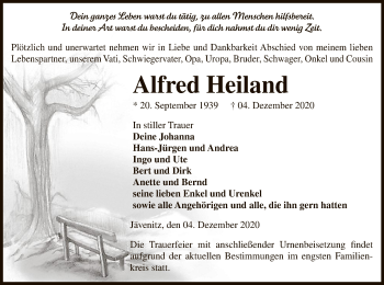 Traueranzeige von Alfred Heiland von UEL