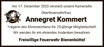 Traueranzeige von Annegret Kommert von UEL