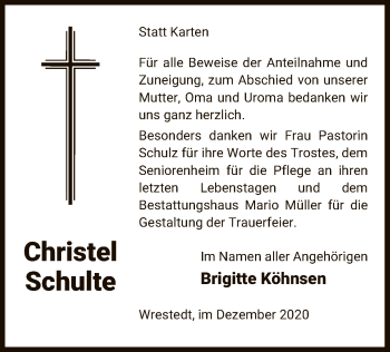 Traueranzeige von Christel Schulte von UEL