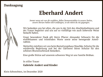 Traueranzeige von Eberhard Andert von UEL