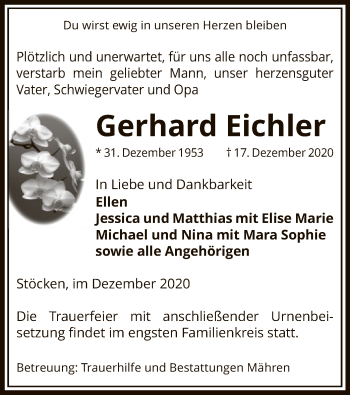 Traueranzeige von Gerhard Eichler von UEL