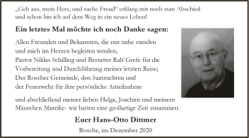 Traueranzeige von Hans-Otto Dittmer von UEL