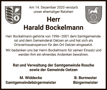 Traueranzeige von Harald Bockelmann von UEL