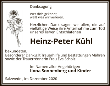 Traueranzeige von Heinz-Peter Kühl von UEL