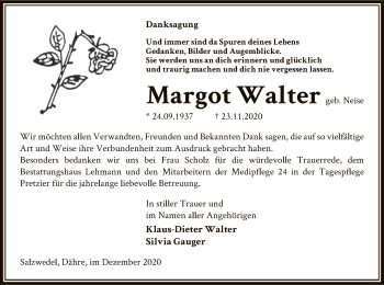 Traueranzeige von Margot Walter von UEL