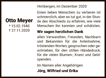 Traueranzeige von Otto Meyer von UEL