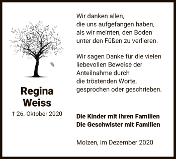 Traueranzeige von Regina Weiss von UEL