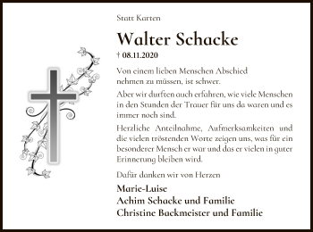 Traueranzeige von Walter Schacke von UEL