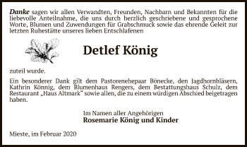 Traueranzeige von Detlef König von Uelzen