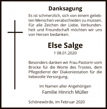 Traueranzeige von Else Salge von Uelzen