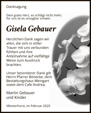 Traueranzeige von Gisela Gebauer von Uelzen