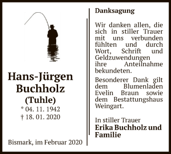 Traueranzeige von Hans-Jürgen Buchholz von Uelzen