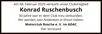 Traueranzeige von Konrad Ruschenbusch von Uelzen