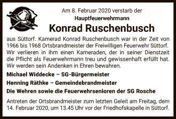 Traueranzeige von Konrad Ruschenbusch von Uelzen