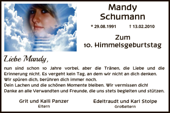 Traueranzeige von Mandy Schumann von Uelzen