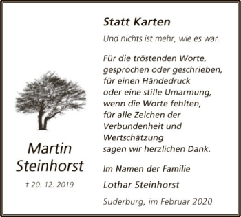 Traueranzeige von Martin Steinhorst von Uelzen